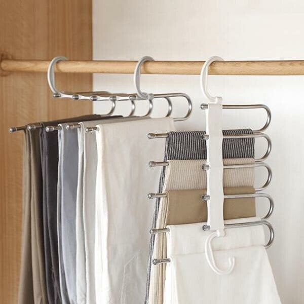 🔥New Year 2024 Sale 60% OFF✨-🔥Multi-functional Pants Rack - Closet Multiple Layers Multifunctional Uses Rack Organizer for Trousers Scarves Slack (1 Pack with 5 Metal Clips)