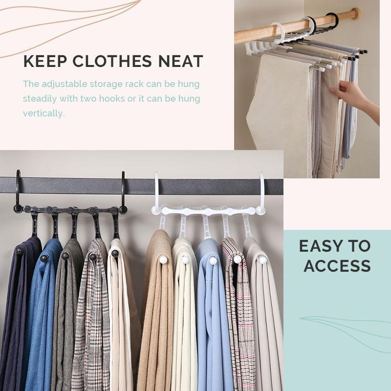 🔥New Year 2024 Sale 60% OFF✨-🔥Multi-functional Pants Rack - Closet Multiple Layers Multifunctional Uses Rack Organizer for Trousers Scarves Slack (1 Pack with 5 Metal Clips)