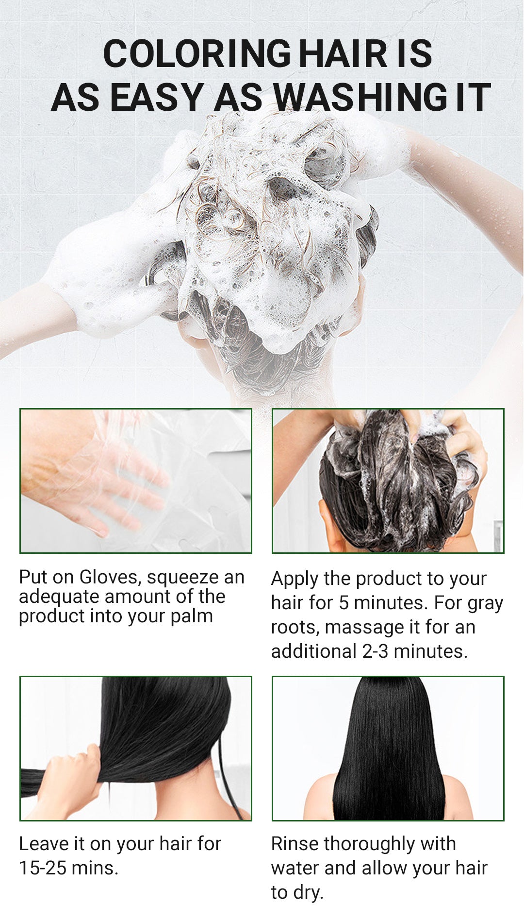 Pure Plant Extract For Grey Hair Color Bubble Dye