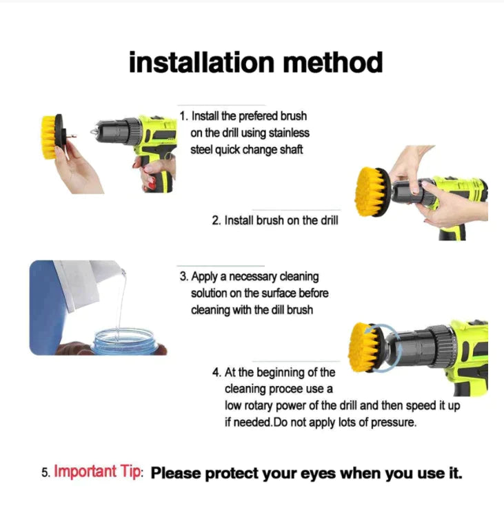 3-Piece Drill Brush Attachment Set