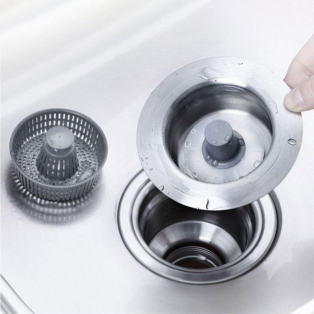 3-in-1 Stainless Steel Sink Strainer & Stopper with Fast Drainage and Odor Isolation - High-Quality 304 Stainless Steel and POM Material