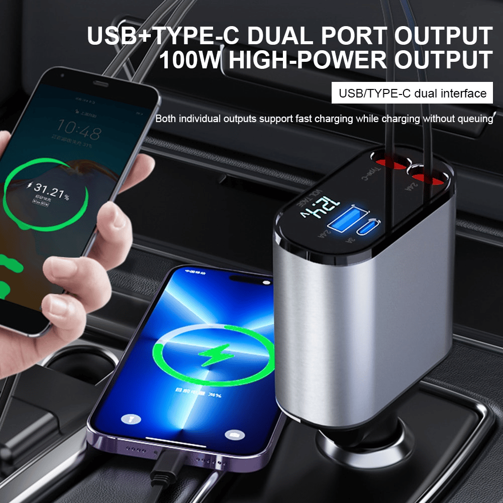 ⏰ Last Day Promotion 60% Off - Fast Charge Retractable Car Charger